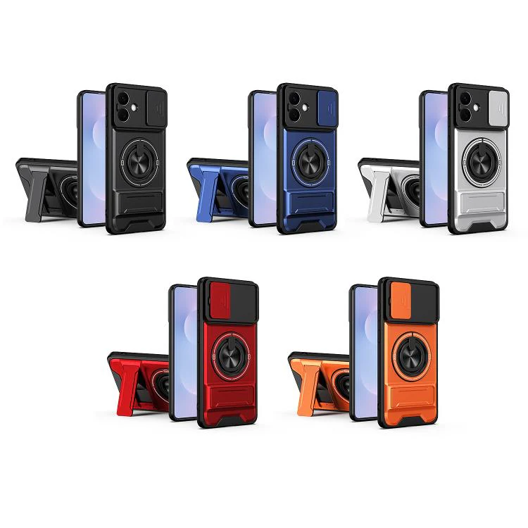 For Galaxy S26 Edge 5G Lens Sliding Window Multifunctional Magnetic Shockproof Phone Case(Orange) - Image 2