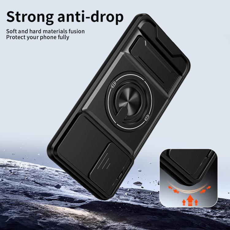 For Galaxy S26 Edge 5G Lens Sliding Window Multifunctional Magnetic Shockproof Phone Case(Red) - Image 4