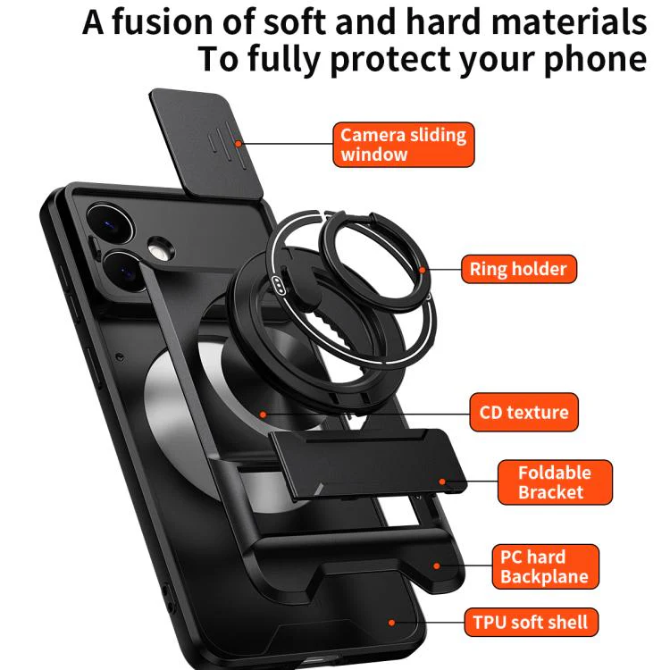 For Galaxy S26 Edge 5G Lens Sliding Window Multifunctional Magnetic Shockproof Phone Case(Titanium Gray) - Image 3
