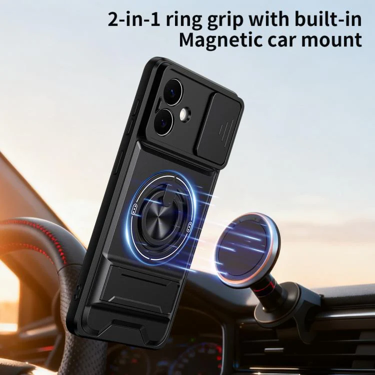 For Galaxy S26 Edge 5G Lens Sliding Window Multifunctional Magnetic Shockproof Phone Case(Titanium Gray) - Image 8