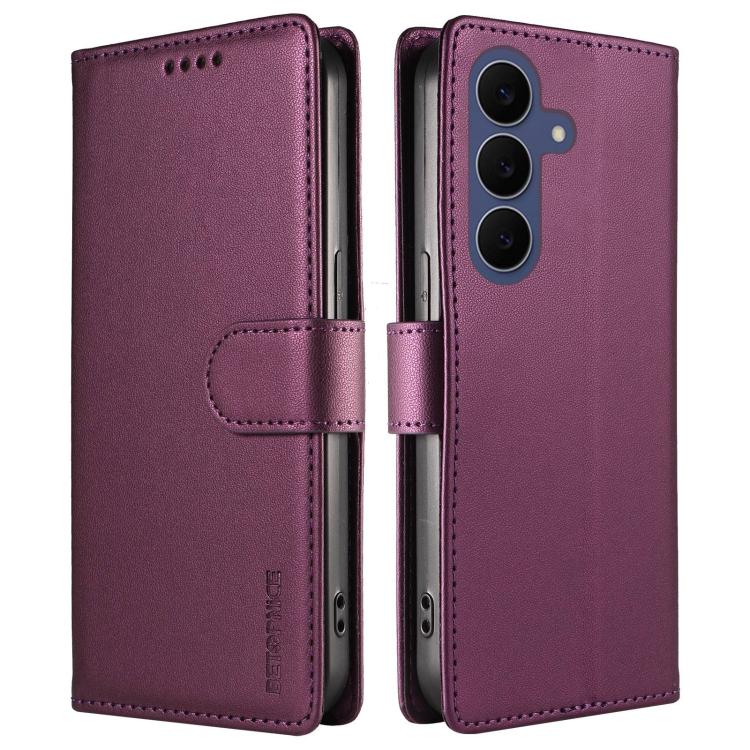 For Galaxy S26 FE 5G BETOPNICE Pearlescent RFID Vegan Leather Phone Case with Strap(Purple) - Image 2