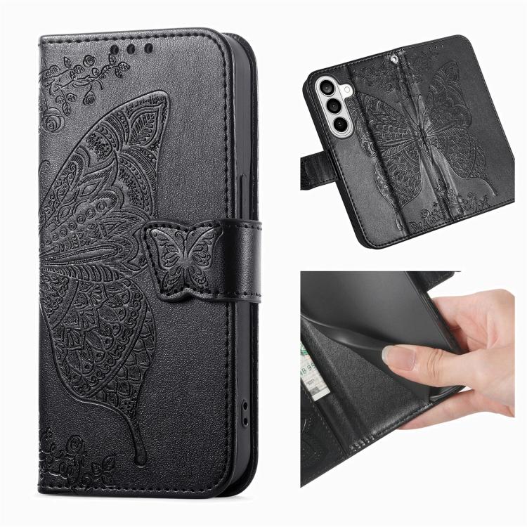 For Galaxy S26 FE 5G Butterfly Love Flower Embossed Leather Phone Case(Black) - Image 2