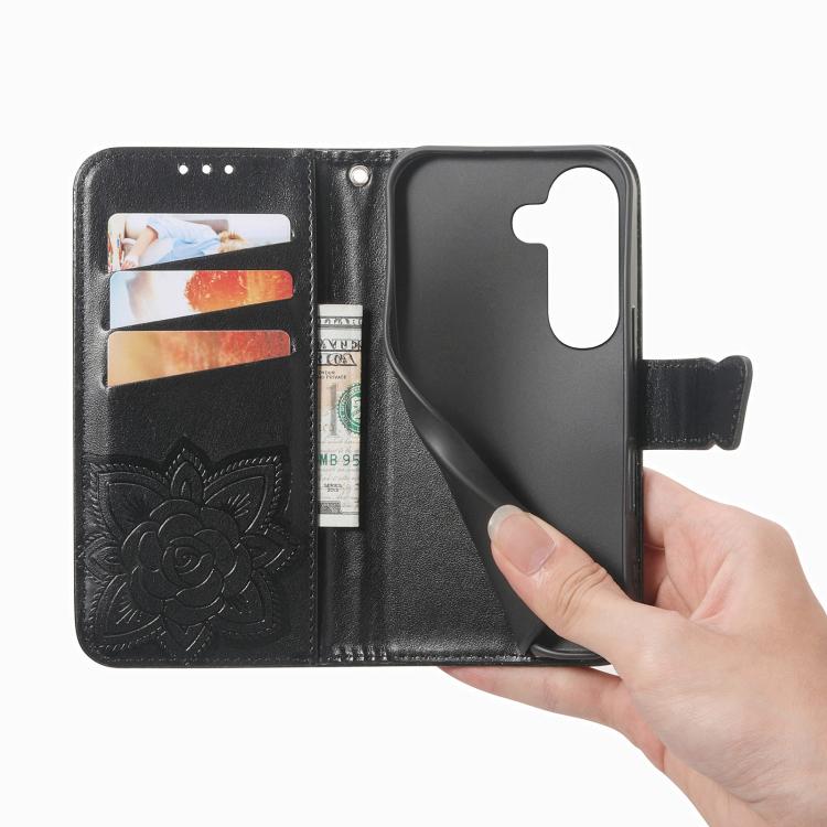 For Galaxy S26 FE 5G Butterfly Love Flower Embossed Leather Phone Case(Black) - Image 4
