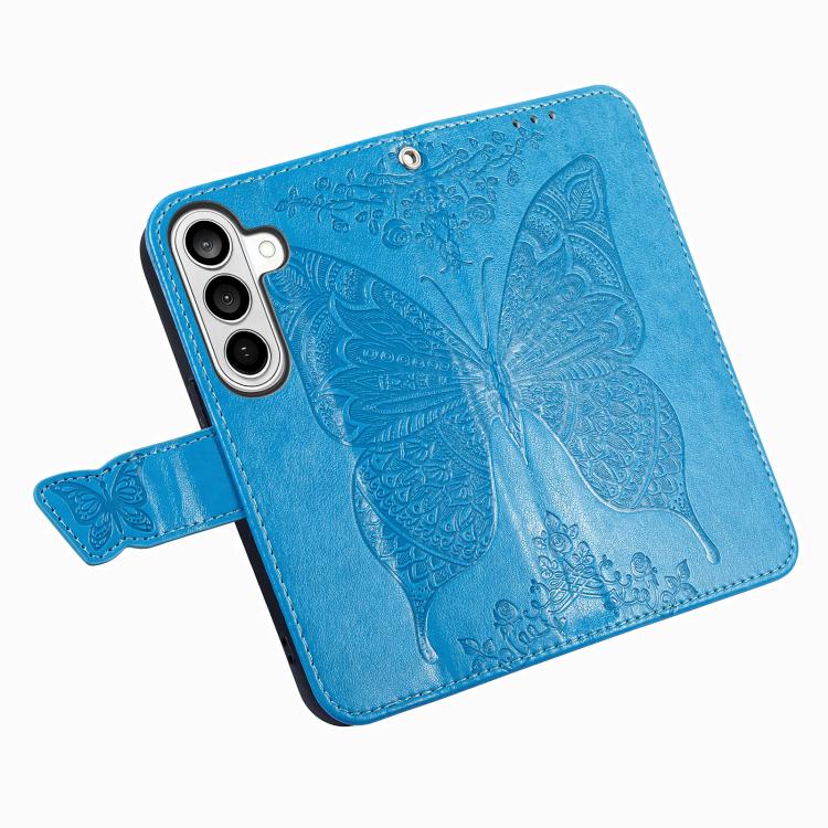 For Galaxy S26 FE 5G Butterfly Love Flower Embossed Leather Phone Case(Blue) - Image 3
