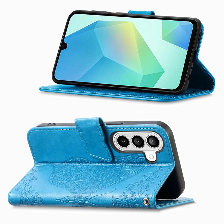 For Galaxy S26 FE 5G Butterfly Love Flower Embossed Leather Phone Case(Blue) - Image 5
