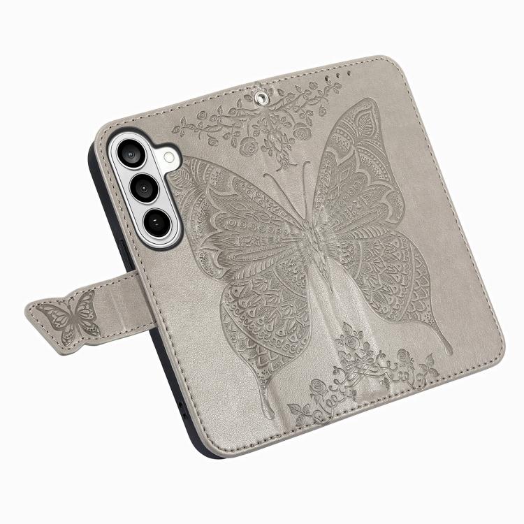 For Galaxy S26 FE 5G Butterfly Love Flower Embossed Leather Phone Case(Gray) - Image 3