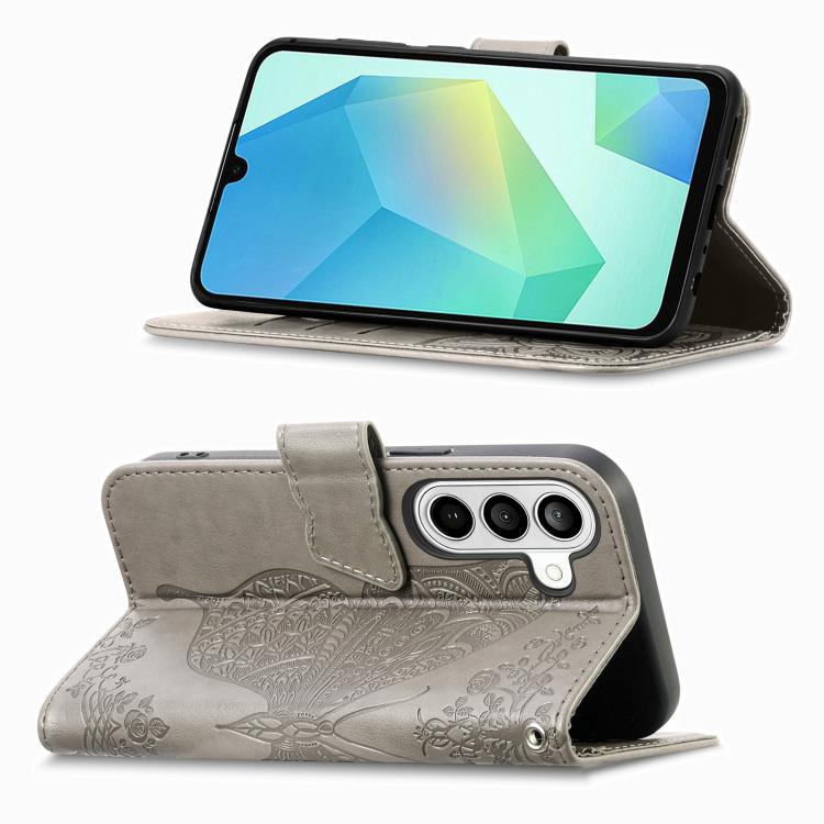 For Galaxy S26 FE 5G Butterfly Love Flower Embossed Leather Phone Case(Gray) - Image 5
