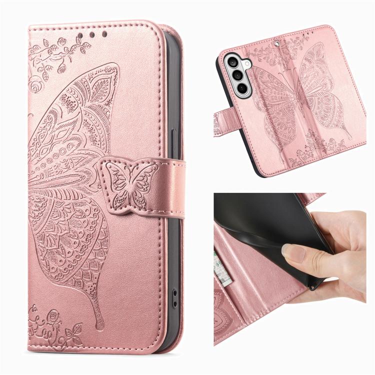 For Galaxy S26 FE 5G Butterfly Love Flower Embossed Leather Phone Case(Rose Gold) - Image 2