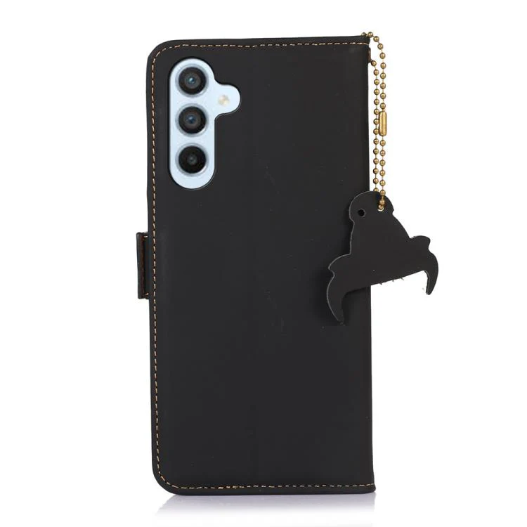 For Galaxy S26 FE 5G Genuine Leather Magnetic RFID Leather Phone Case(Black) - Image 3