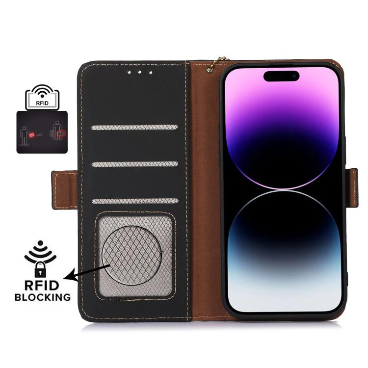 For Galaxy S26 FE 5G Genuine Leather Magnetic RFID Leather Phone Case(Black) - Image 4