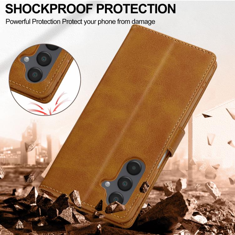 For Galaxy S26 FE 5G LC.IMEEKE Calf Texture Leather Phone Case(Brown) - Image 4