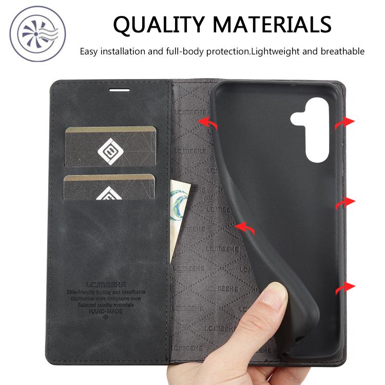 For Galaxy S26 FE 5G LC.IMEEKE Strong Magnetism Microfiber Leather Phone Case(Black) - Image 5