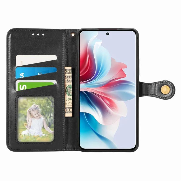 For Galaxy S26 FE 5G Retro Solid Color Buckle Leather Phone Case(Black) - Image 3