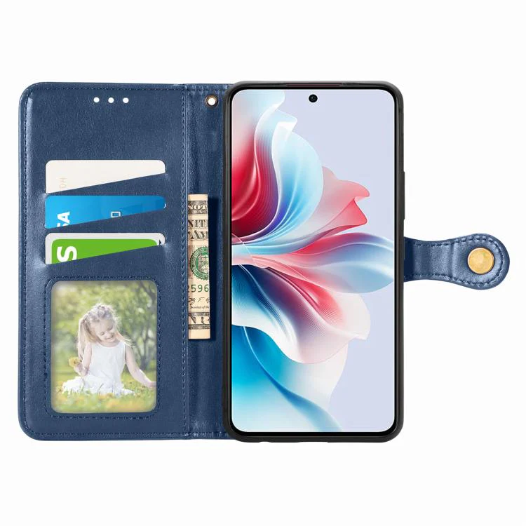 For Galaxy S26 FE 5G Retro Solid Color Buckle Leather Phone Case(Blue) - Image 3