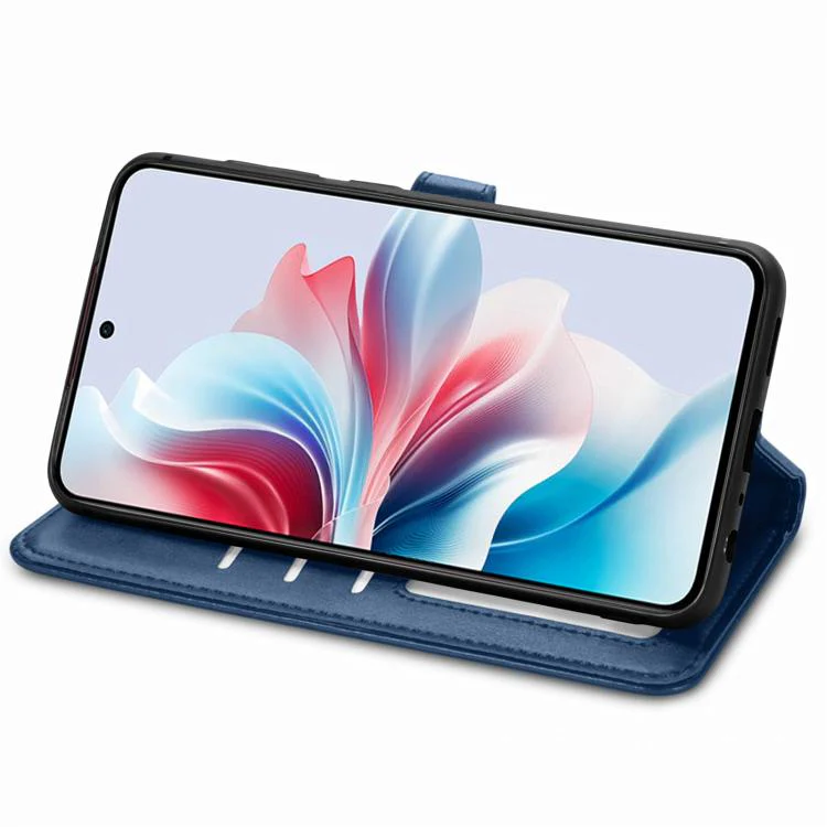 For Galaxy S26 FE 5G Retro Solid Color Buckle Leather Phone Case(Blue) - Image 4