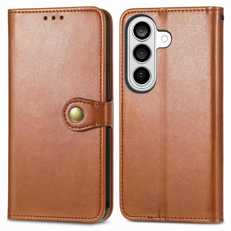 For Galaxy S26 FE 5G Retro Solid Color Buckle Leather Phone Case(Brown)