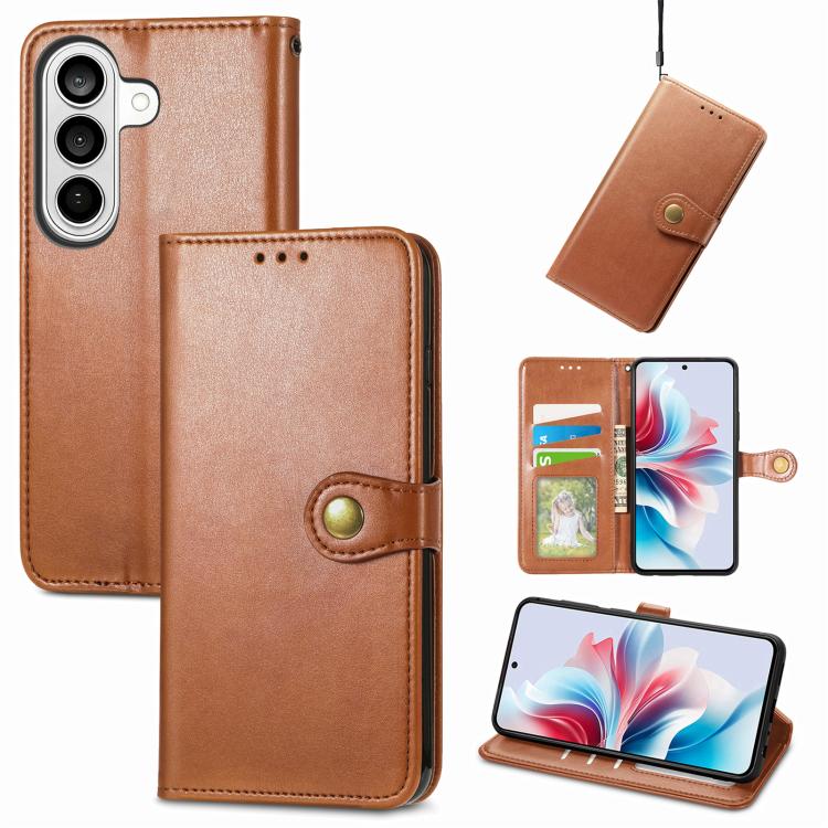 For Galaxy S26 FE 5G Retro Solid Color Buckle Leather Phone Case(Brown) - Image 2