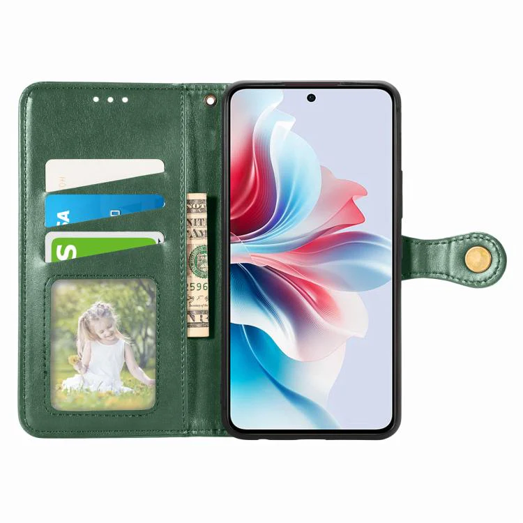 For Galaxy S26 FE 5G Retro Solid Color Buckle Leather Phone Case(Green) - Image 3