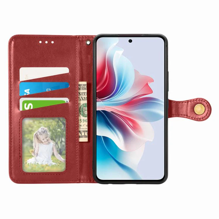 For Galaxy S26 FE 5G Retro Solid Color Buckle Leather Phone Case(Red) - Image 3