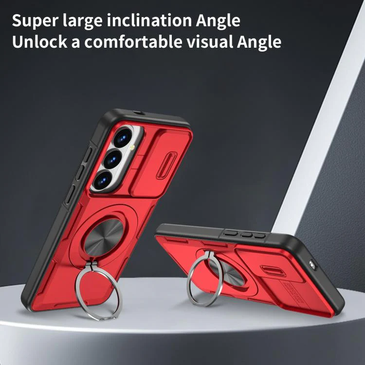 For Galaxy S26+ / S25+ / S24+ 5G Camshield Rotation Holder MagSafe Phone Case(Red) - Image 4