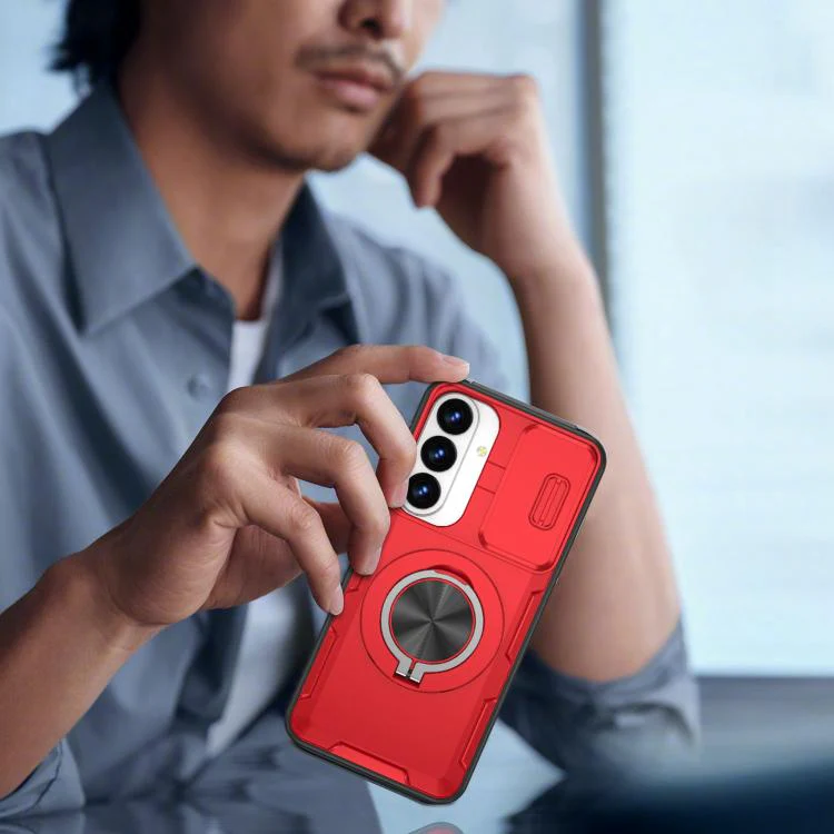 For Galaxy S26+ / S25+ / S24+ 5G Camshield Rotation Holder MagSafe Phone Case(Red) - Image 7