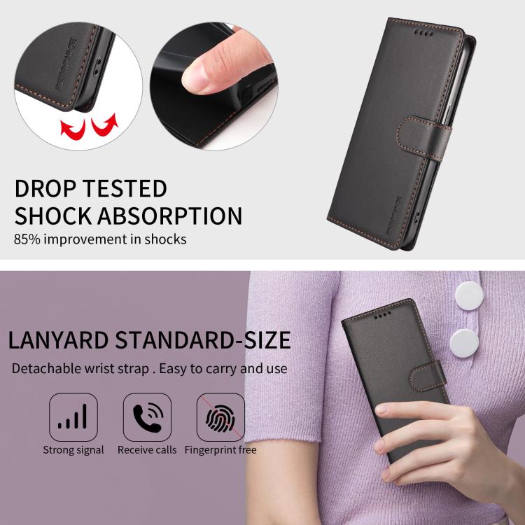 For Galaxy S26 Ultra 5G BETOPNICE Pearlescent RFID Vegan Leather Phone Case with Strap(Black) - Image 9