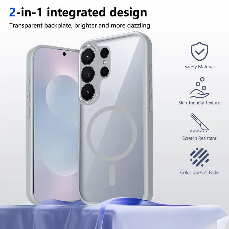 For Galaxy S26 Ultra 5G Matte PC Skin-feel Magnetic Shockproof Phone Case(Grey) - Image 2