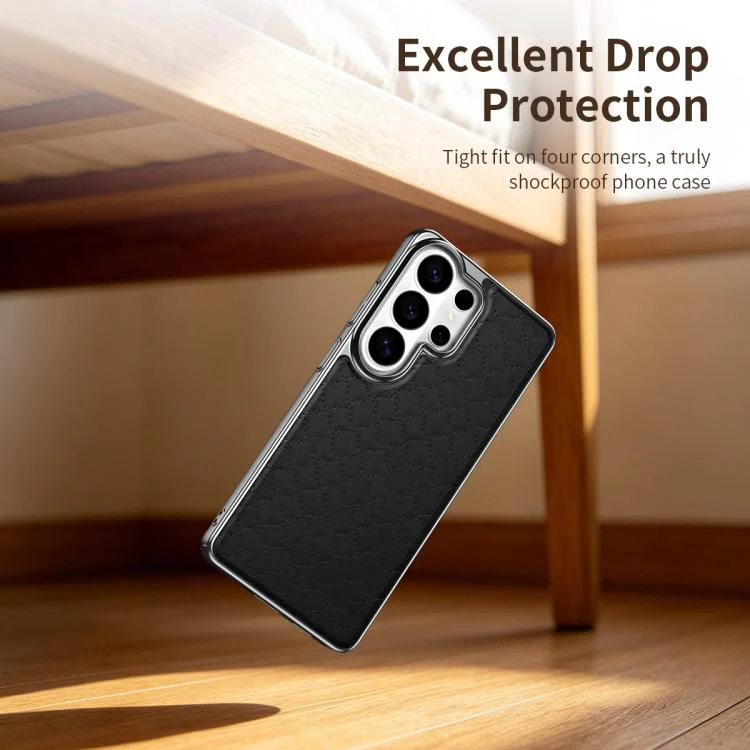 For Galaxy S26 Ultra 5G Rhombus Texture Magnetic Vegan Leather Phone Case(White) - Image 4