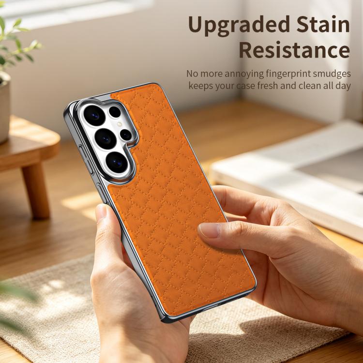 For Galaxy S26 Ultra 5G Rhombus Texture Magnetic Vegan Leather Phone Case(White) - Image 5