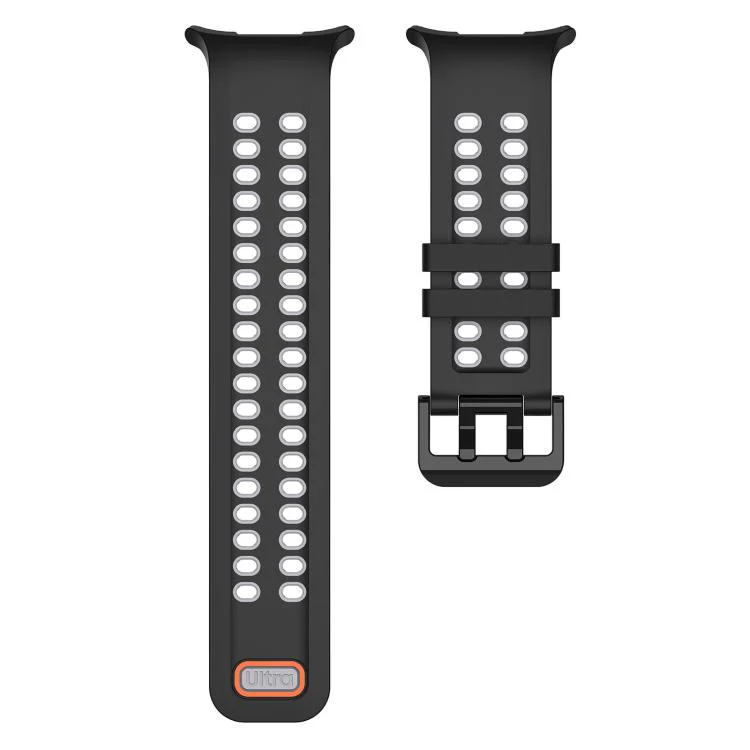 For Galaxy Watch Ultra 2025 / Ultra 47mm Two Color Double-Row Pin Buckle Silicone Watch Band(Black Gray) - Image 4