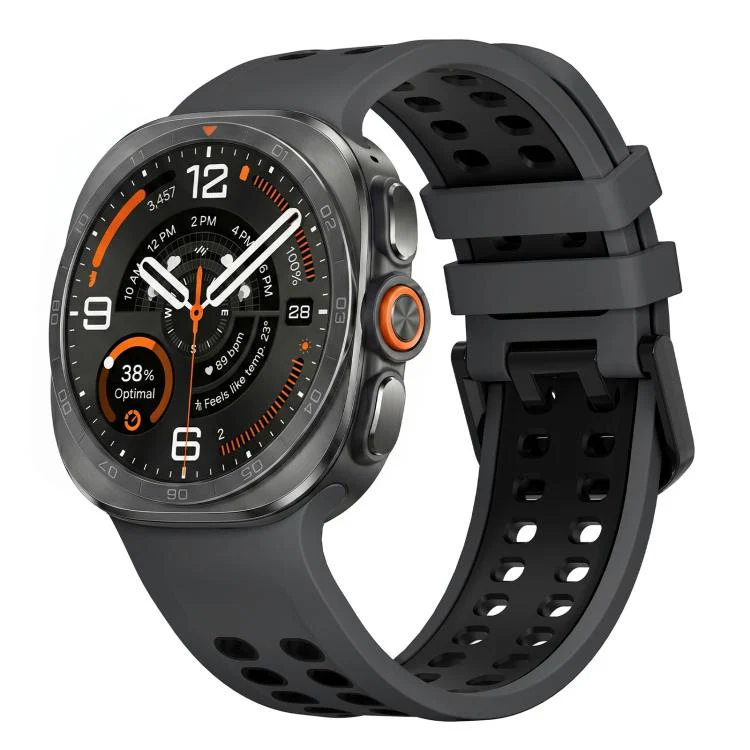 For Galaxy Watch Ultra 2025 / Ultra 47mm Two Color Double-Row Pin Buckle Silicone Watch Band(Coal Black)