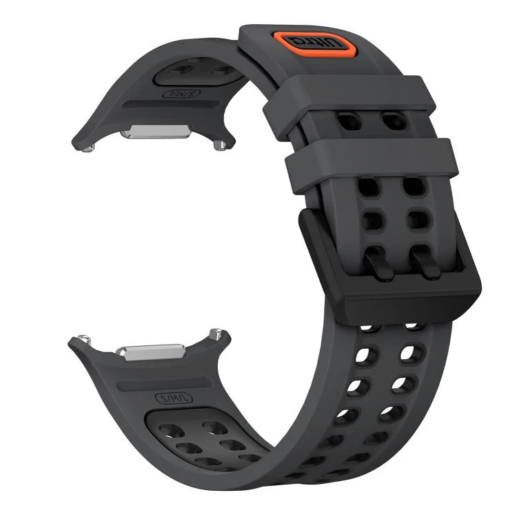 For Galaxy Watch Ultra 2025 / Ultra 47mm Two Color Double-Row Pin Buckle Silicone Watch Band(Coal Black) - Image 3