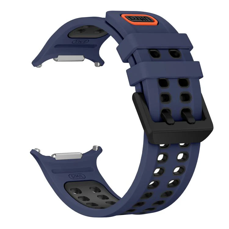 For Galaxy Watch Ultra 2025 / Ultra 47mm Two Color Double-Row Pin Buckle Silicone Watch Band(Midnight Blue Black) - Image 3
