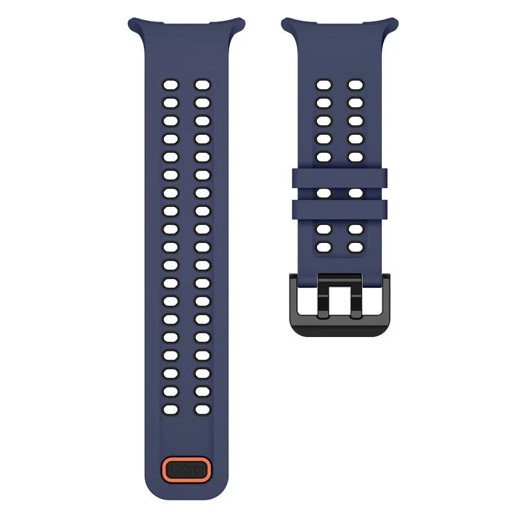 For Galaxy Watch Ultra 2025 / Ultra 47mm Two Color Double-Row Pin Buckle Silicone Watch Band(Midnight Blue Black) - Image 4