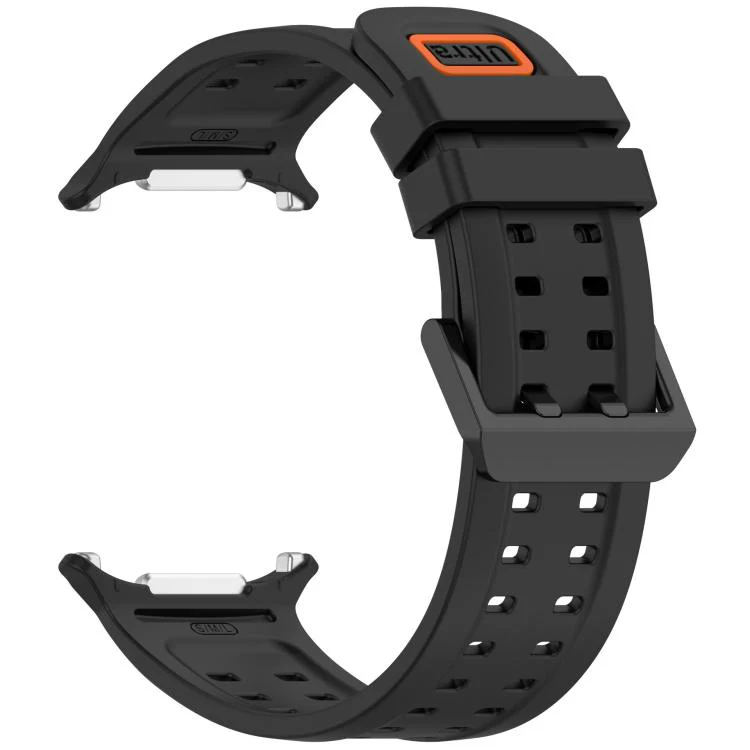 For Galaxy Watch Ultra 47mm / Ultra 2025 Double-Row Pin Buckle Silicone Watch Band(Black) - Image 2