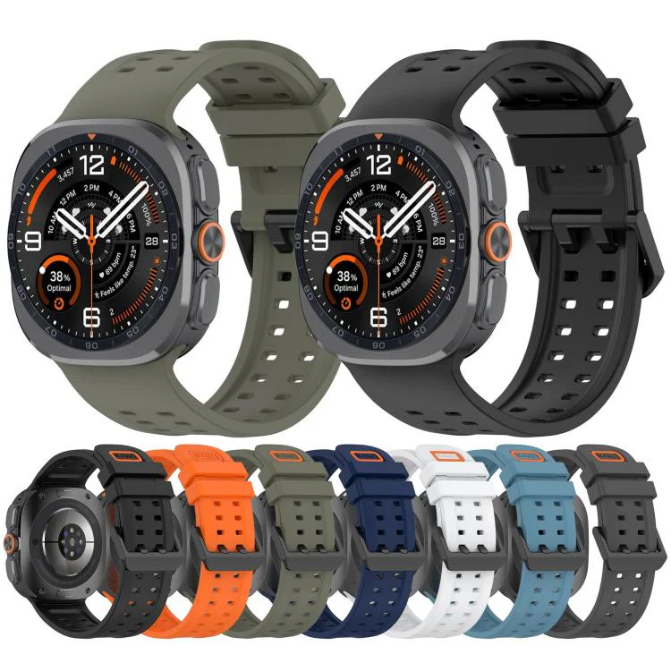 For Galaxy Watch Ultra 47mm / Ultra 2025 Double-Row Pin Buckle Silicone Watch Band(Blue) - Image 3