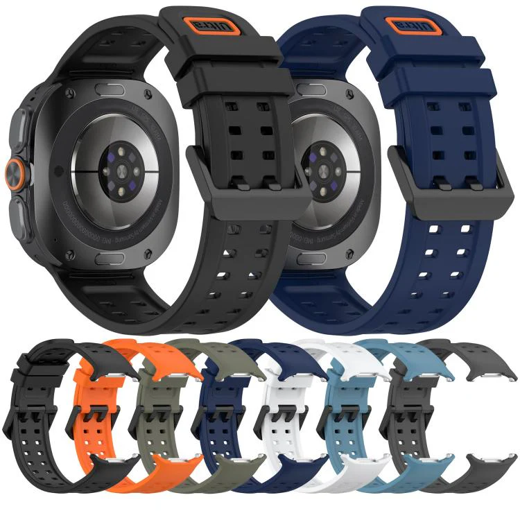 For Galaxy Watch Ultra 47mm / Ultra 2025 Double-Row Pin Buckle Silicone Watch Band(Blue) - Image 4
