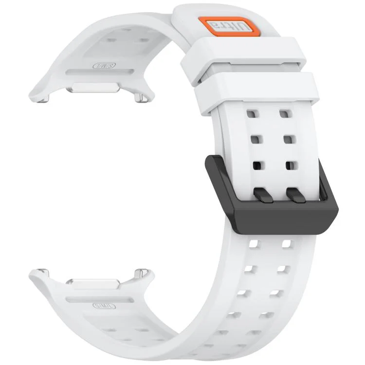 For Galaxy Watch Ultra 47mm / Ultra 2025 Double-Row Pin Buckle Silicone Watch Band(White) - Image 2