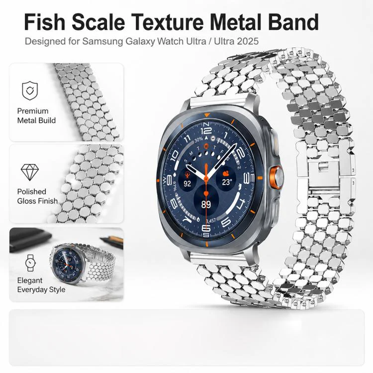 For Galaxy Watch Ultra / Ultra 2025 4 Pack xDfind Fish Scale Texture Metal Watch Band - Image 3