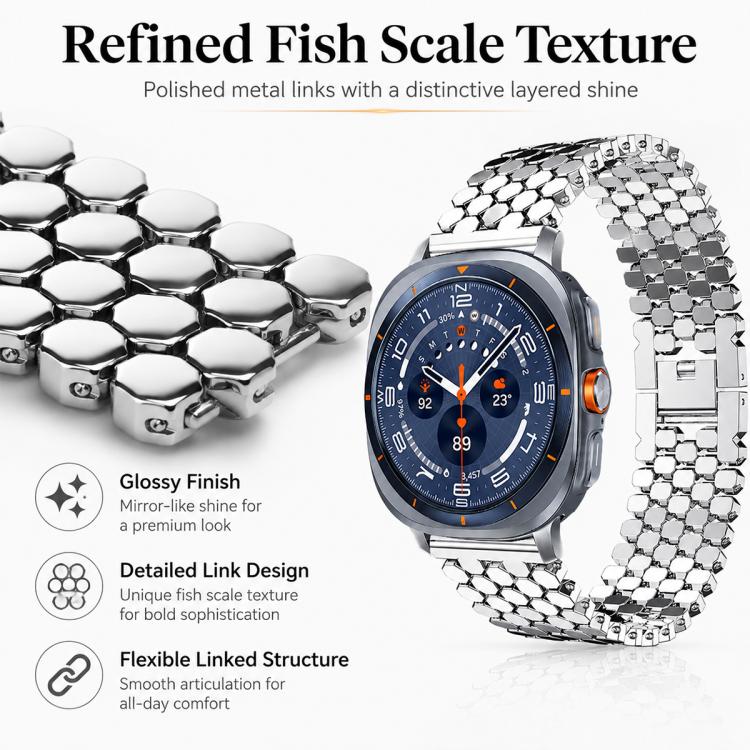 For Galaxy Watch Ultra / Ultra 2025 4 Pack xDfind Fish Scale Texture Metal Watch Band - Image 4