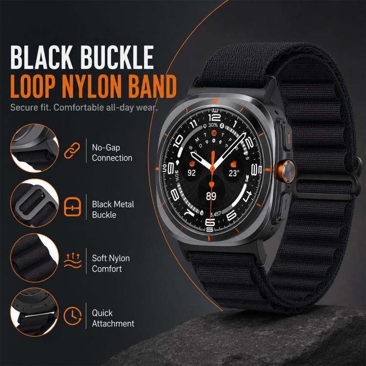 For Galaxy Watch Ultra / Ultra 2025 5 Pack xDfind Black Buckle Loop Nylon Watch Band - Image 2