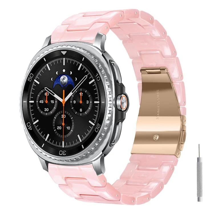 For Galaxy Watch8 / Watch8 Classic Butterfly Clasp Three Beads Resin Watch Band with Removal Tool(Pink)
