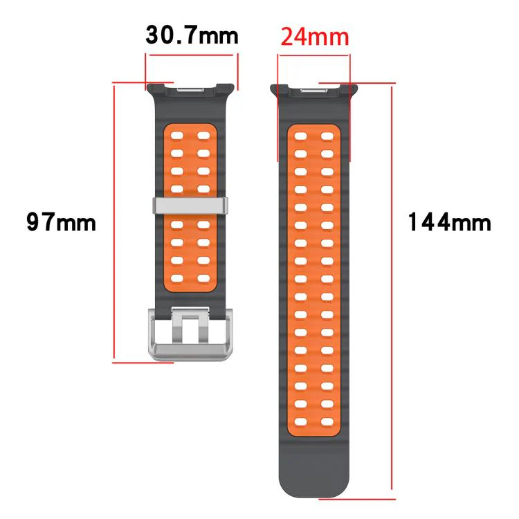 For Galaxy Watch8 / Watch8 Classic Ocean Two Color Dual-Row Hole Silver Buckle Silicone Watch Band(Black Grey) - Image 8