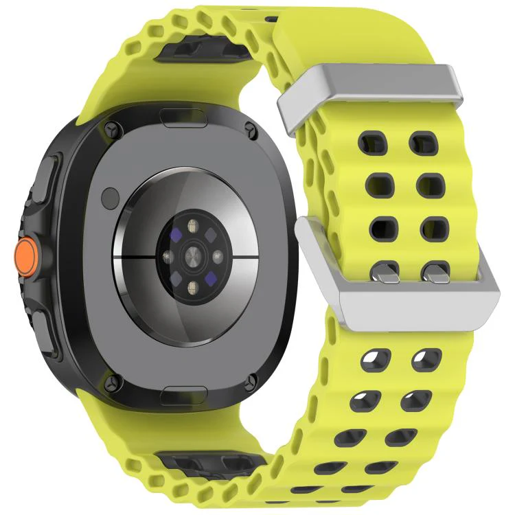 For Galaxy Watch8 / Watch8 Classic Ocean Two Color Dual-Row Hole Silver Buckle Silicone Watch Band(Lime Gray) - Image 2