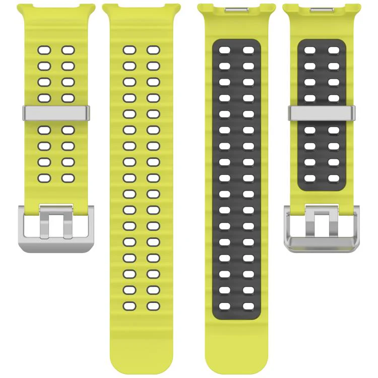 For Galaxy Watch8 / Watch8 Classic Ocean Two Color Dual-Row Hole Silver Buckle Silicone Watch Band(Lime Gray) - Image 4