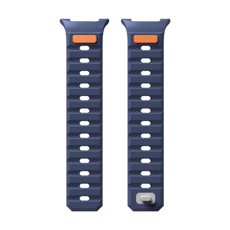 For Galaxy Watch9/8/9 Classic/8 Classic Dot Pattern Magnetic Solid Color Silicone Watch Band(Dark Blue) - Image 2