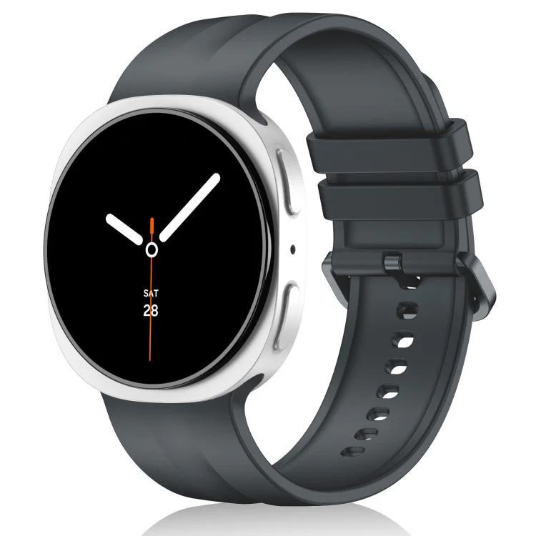 For Galaxy Watch9 / 8 / 9 Classic / 8 Classic Solid Color Vertical Striped Silicone Watch Band Size: L(Dark Gray)