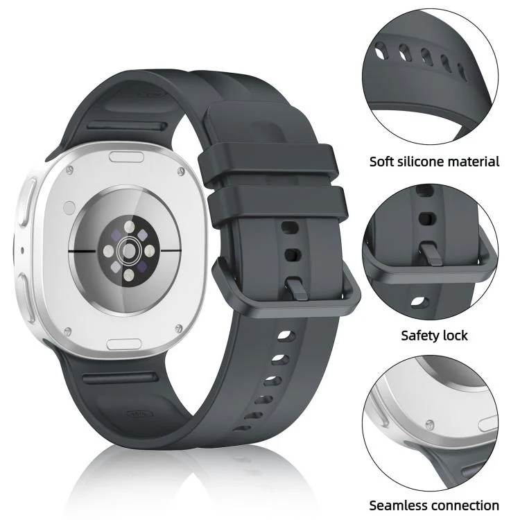 For Galaxy Watch9 / 8 / 9 Classic / 8 Classic Solid Color Vertical Striped Silicone Watch Band Size: L(Dark Gray) - Image 3