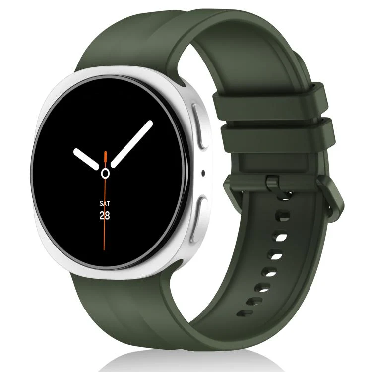For Galaxy Watch9 / 8 / 9 Classic / 8 Classic Solid Color Vertical Striped Silicone Watch Band Size: L(Dark Green)