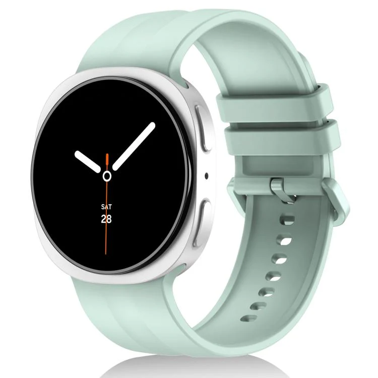 For Galaxy Watch9 / 8 / 9 Classic / 8 Classic Solid Color Vertical Striped Silicone Watch Band Size: L(Light Green)